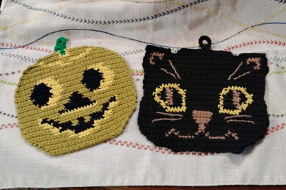 Cat & Jack Kitschy Crocheted Pan holders from 1948 Pattern