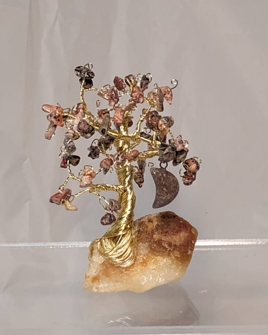 Leopard Skin Jasper & Quartz Wire Tree